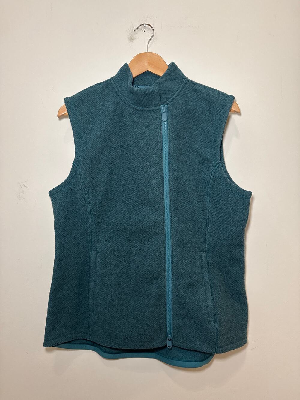ATHLETA Women’s Stroll Fleece Moto Vest Large Borealis Green Athleisure Gorpcore
